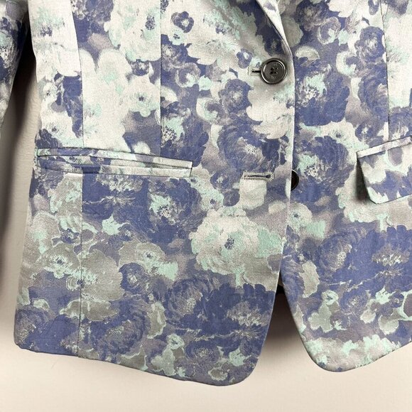 Banana Republic Womens XS Blue Floral Blazer Button-Up Jacket - Picture 4 of 5